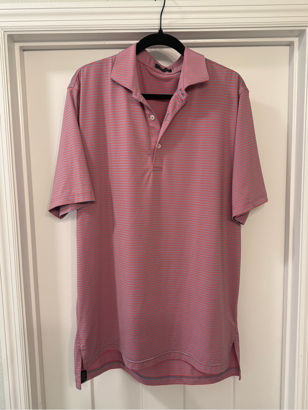 Men's Red/Blue Striped Performance Polo Shirt